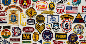 image header gamification badges concept